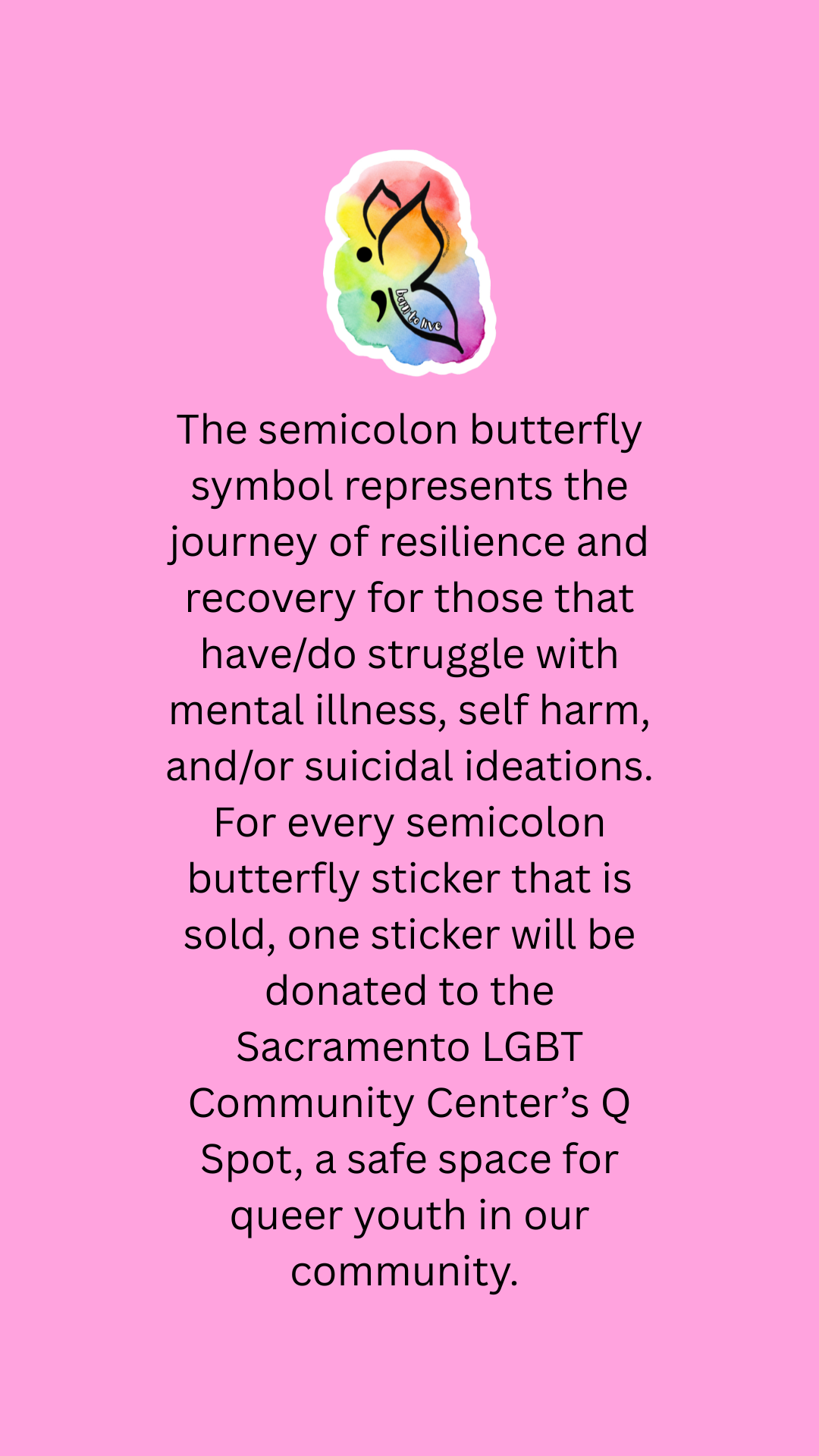 Semicolon Butterfly Sticker