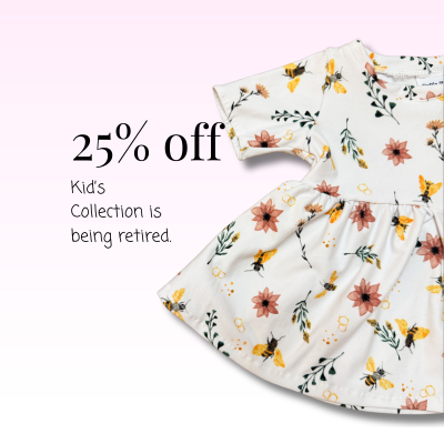 Floral dress with a discount message on a white background