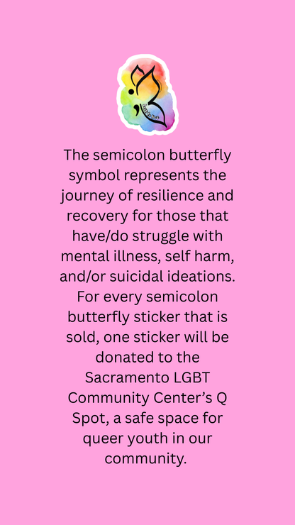 Semicolon Butterfly Sticker
