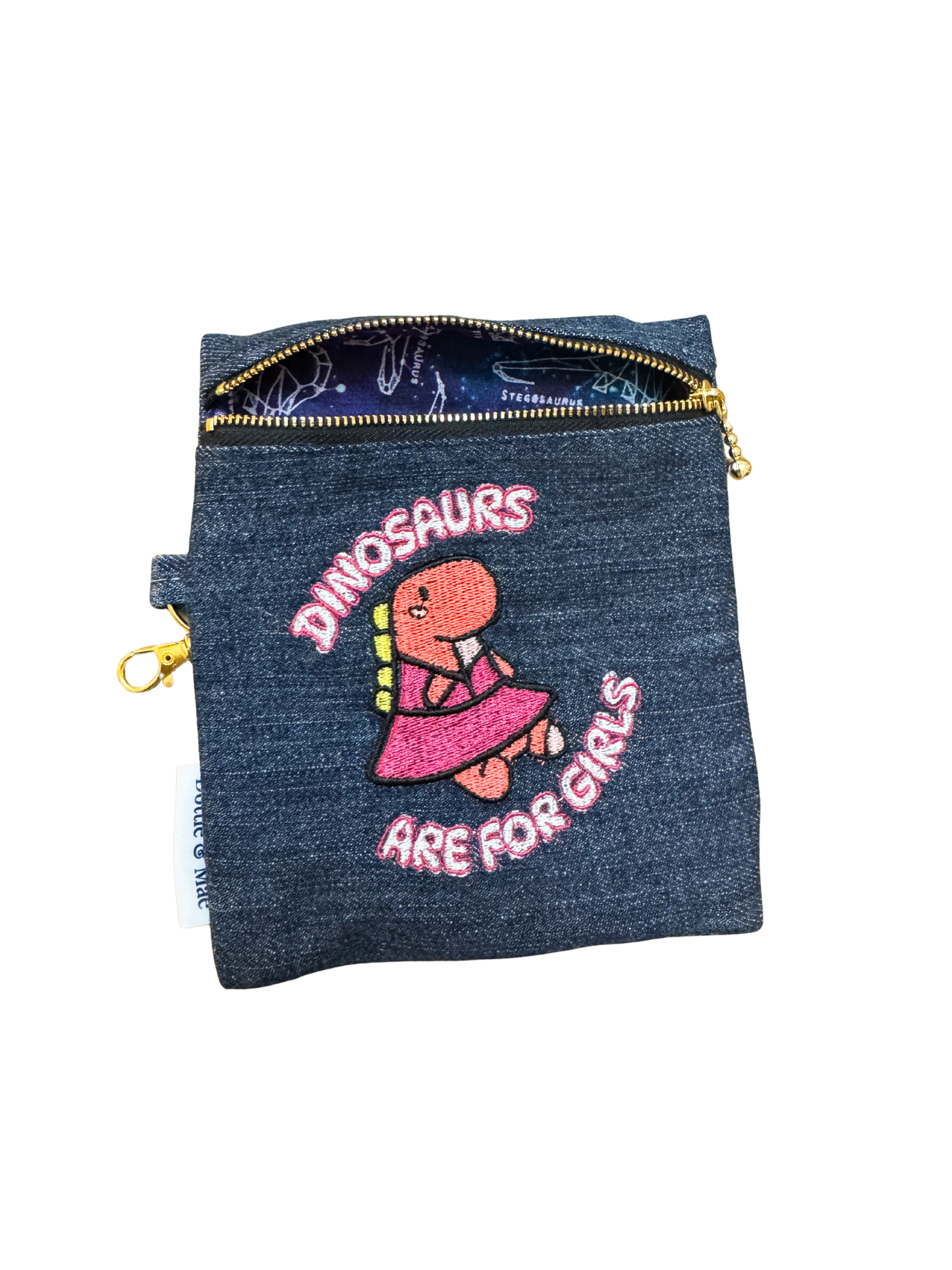 Embroidered Denim Pouch