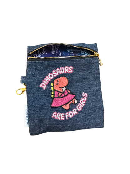Embroidered Denim Pouch