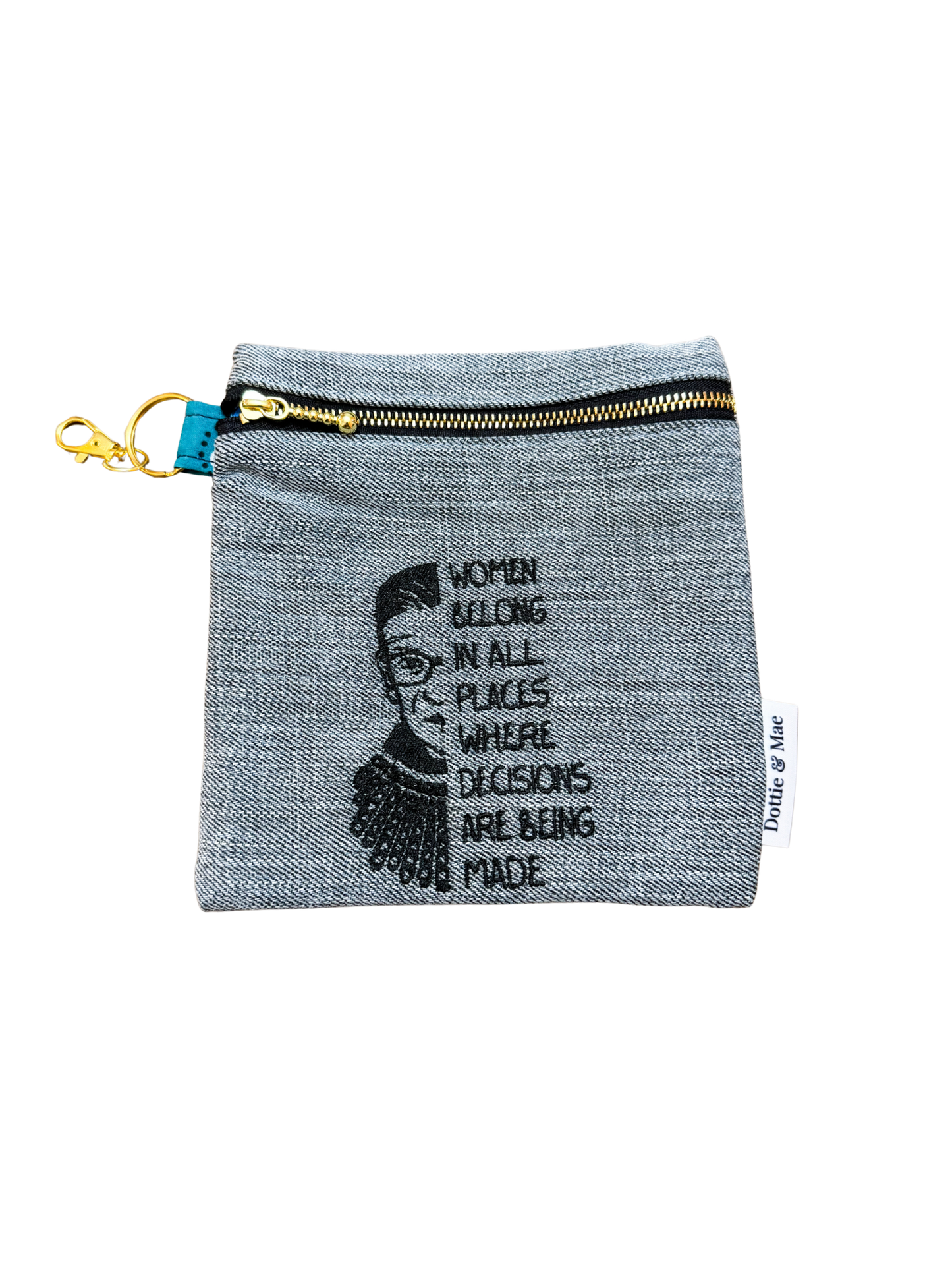 Embroidered Denim Pouch