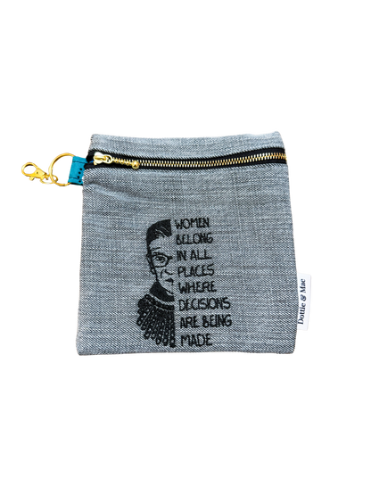 Embroidered Denim Pouch