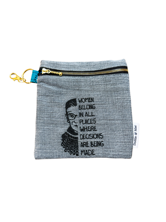 Embroidered Denim Pouch