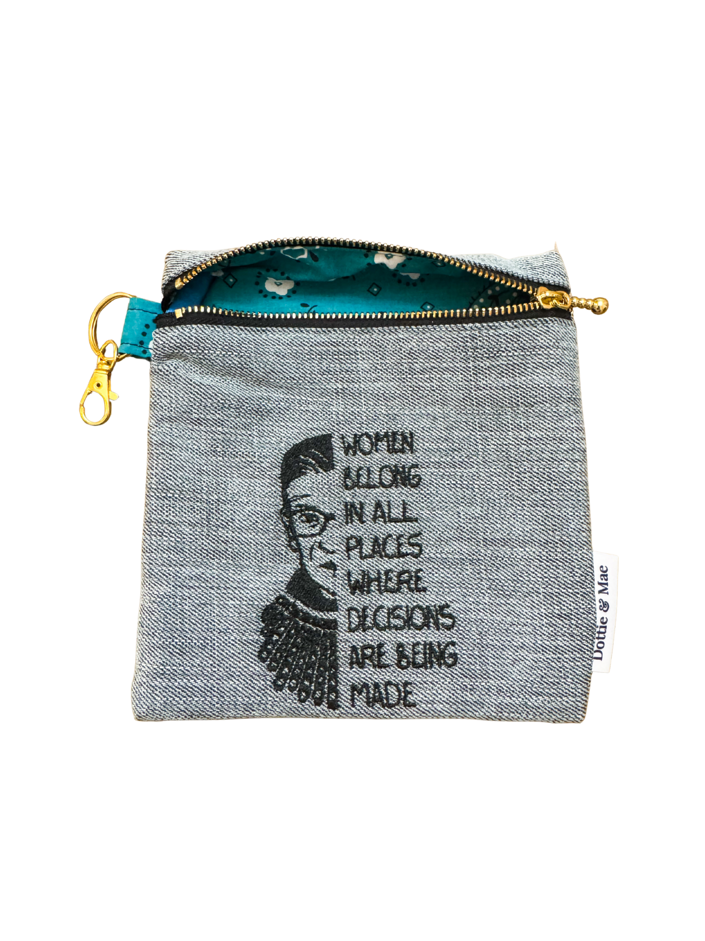 Embroidered Denim Pouch