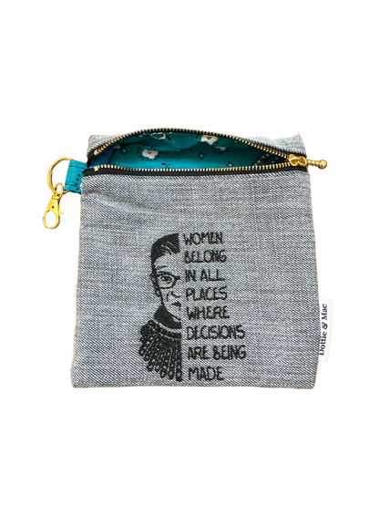 Embroidered Denim Pouch