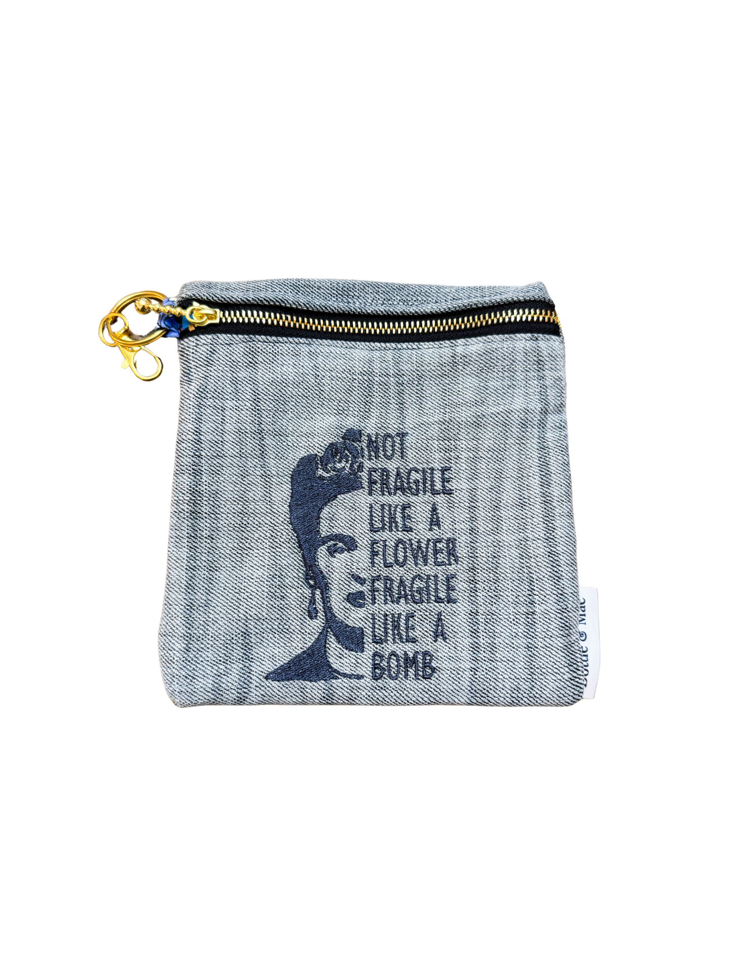 Embroidered Denim Pouch