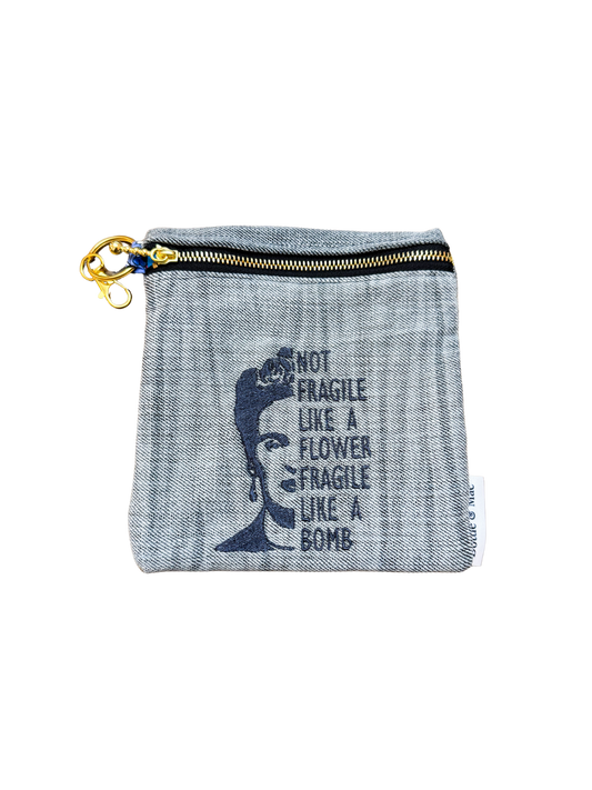 Embroidered Denim Pouch