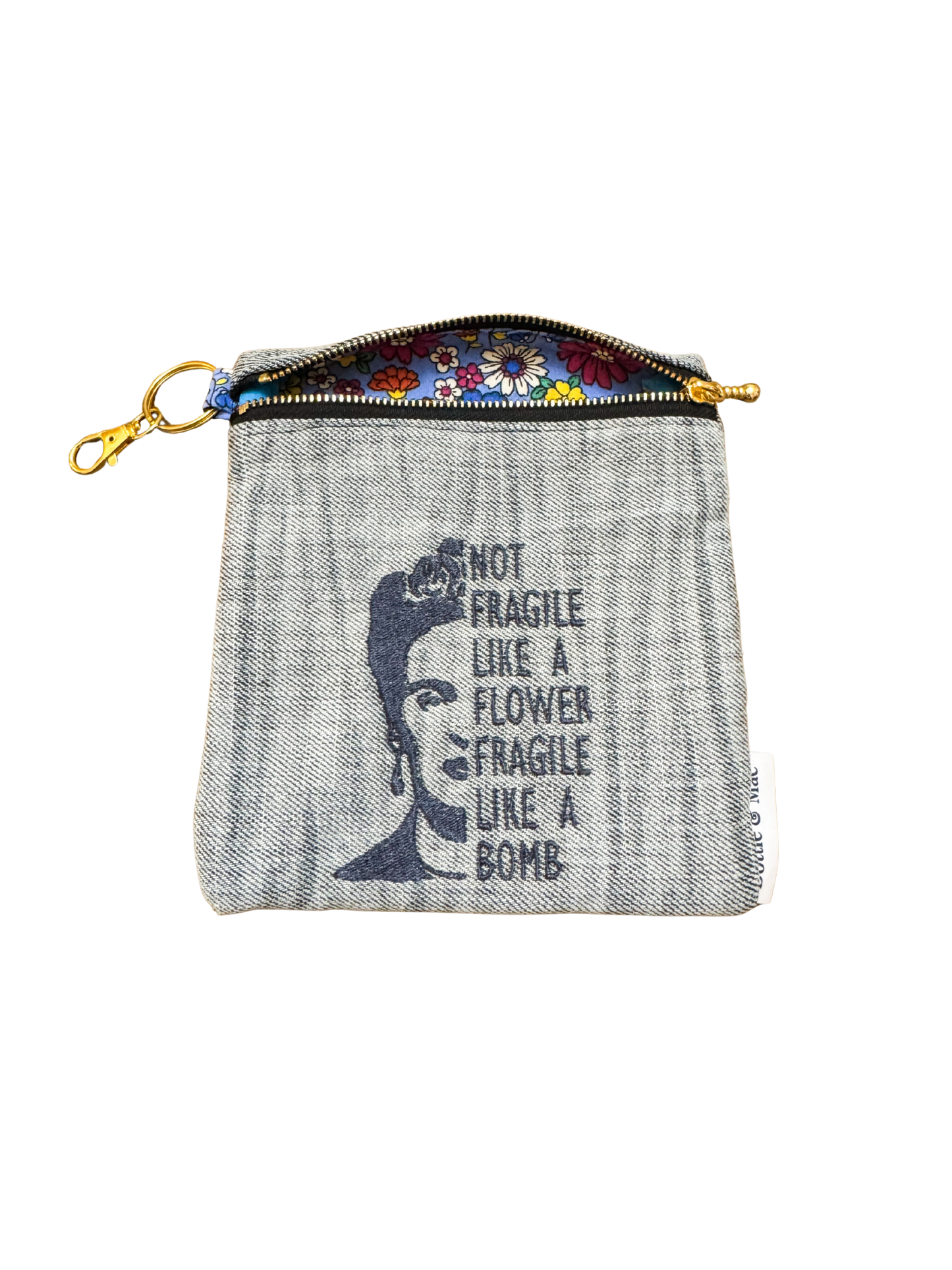 Embroidered Denim Pouch