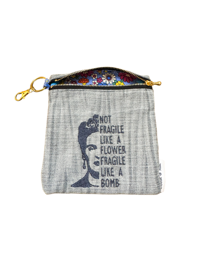 Embroidered Denim Pouch