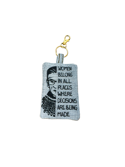 Embroidered Denim Bag Clip / Keychain