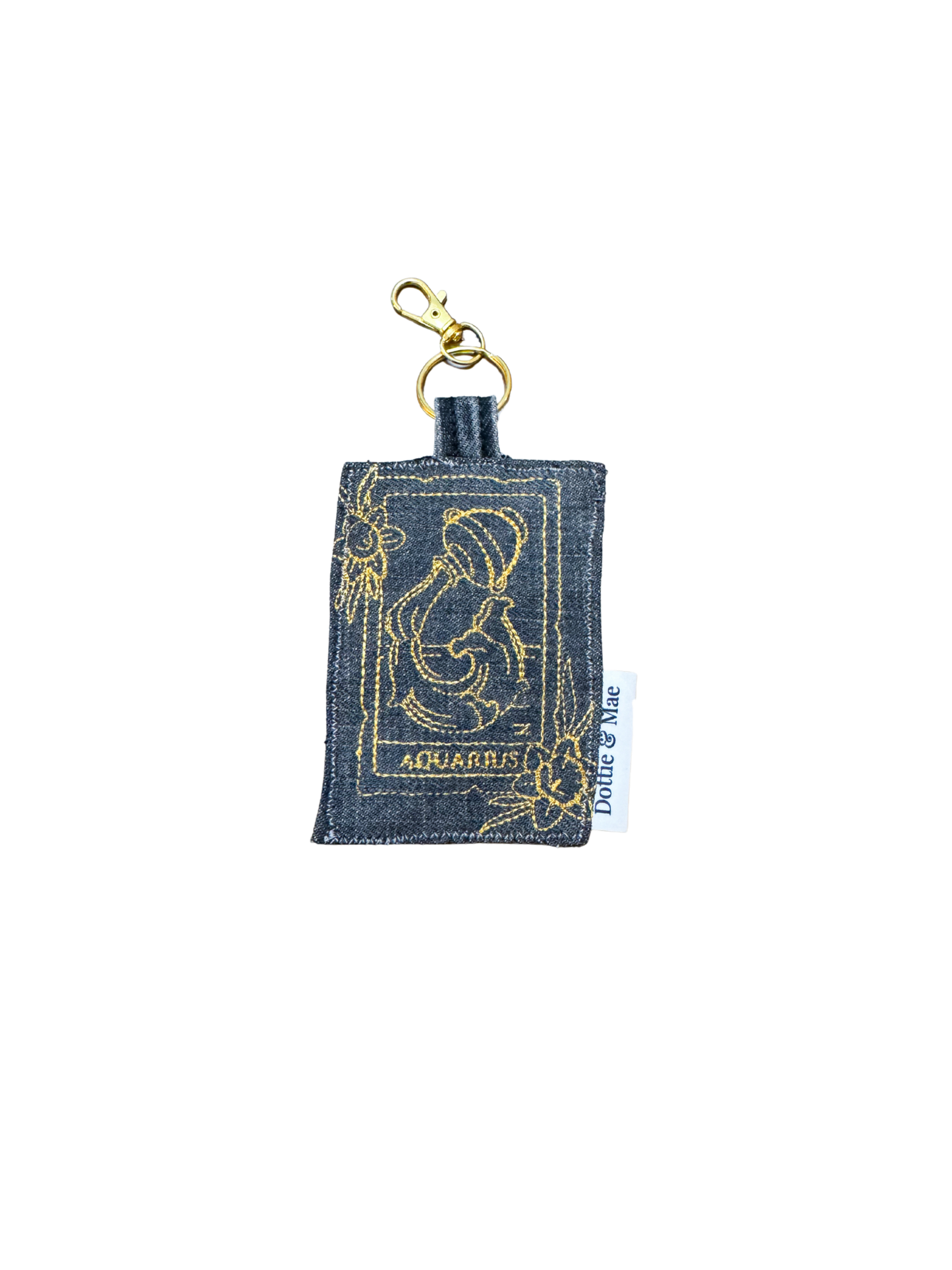 Embroidered Denim Bag Clip / Keychain