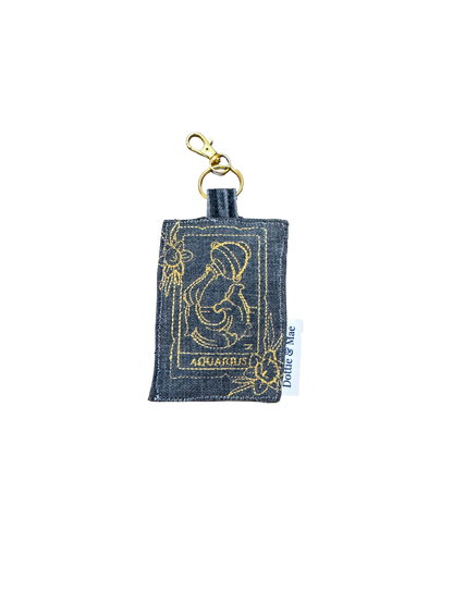 Embroidered Denim Bag Clip / Keychain