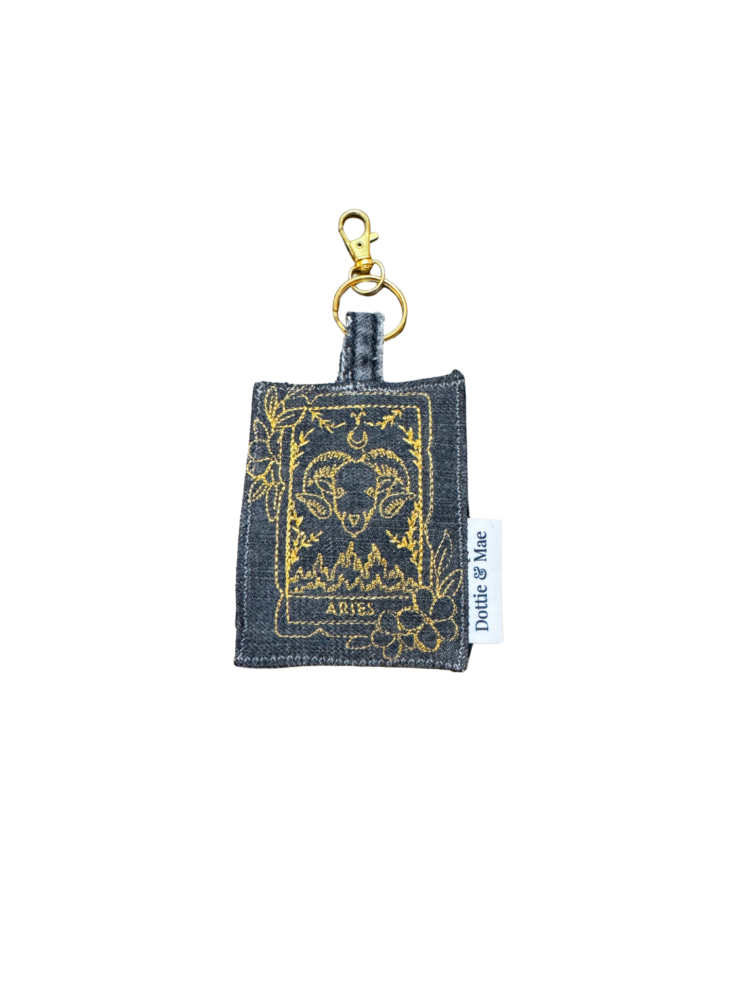 Embroidered Denim Bag Clip / Keychain