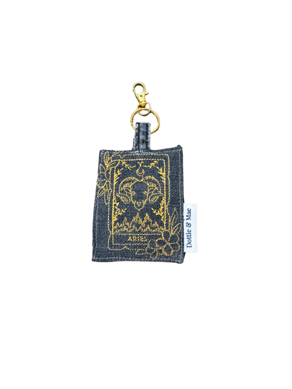 Embroidered Denim Bag Clip / Keychain