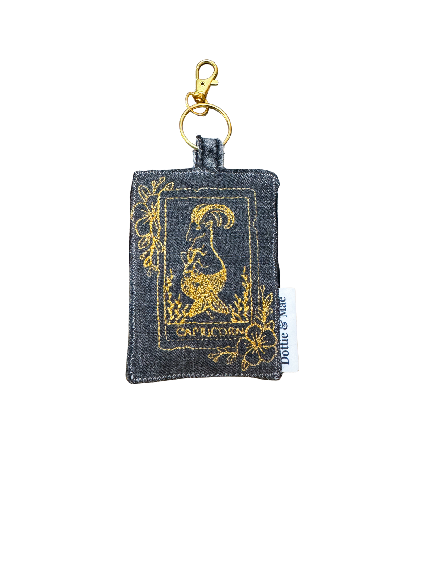 Embroidered Denim Bag Clip / Keychain