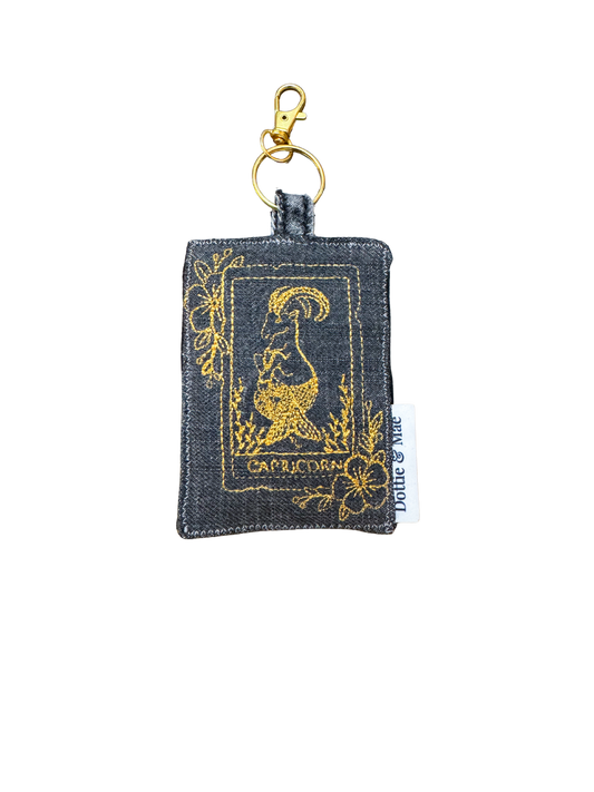 Embroidered Denim Bag Clip / Keychain