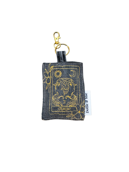 Embroidered Denim Bag Clip / Keychain