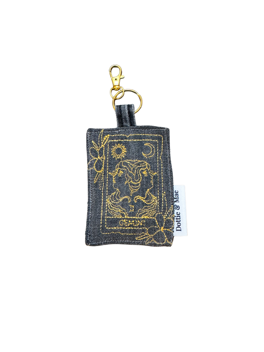 Embroidered Denim Bag Clip / Keychain