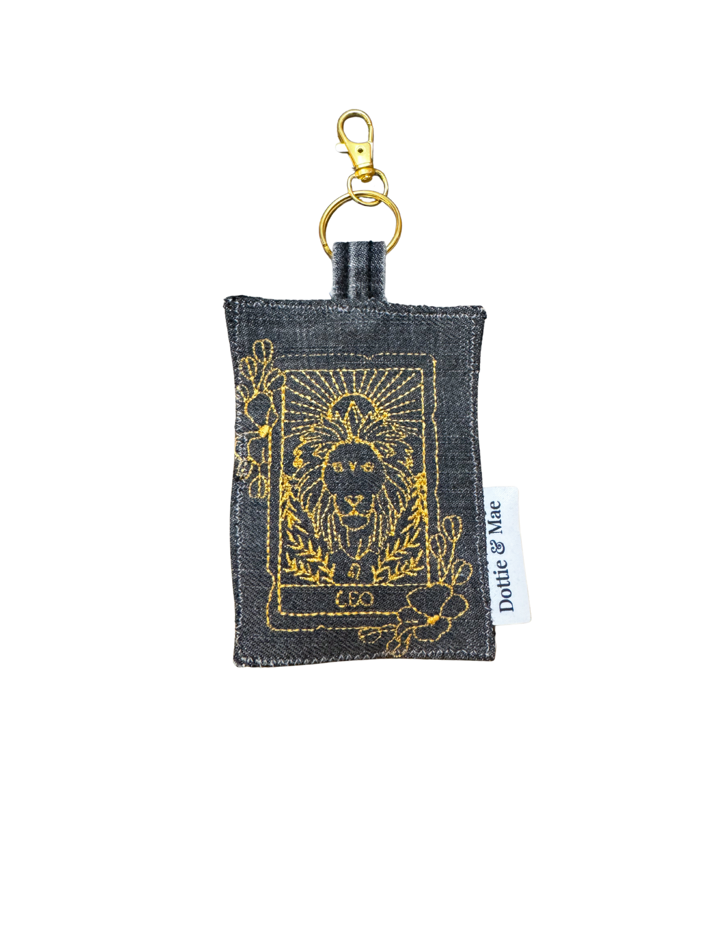 Embroidered Denim Bag Clip / Keychain