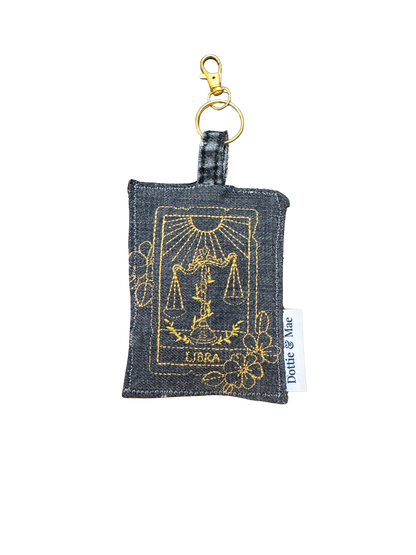 Embroidered Denim Bag Clip / Keychain