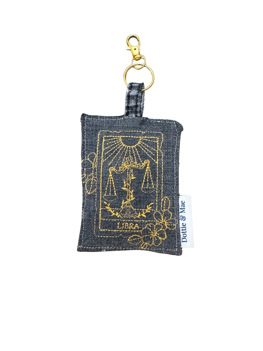 Embroidered Denim Bag Clip / Keychain