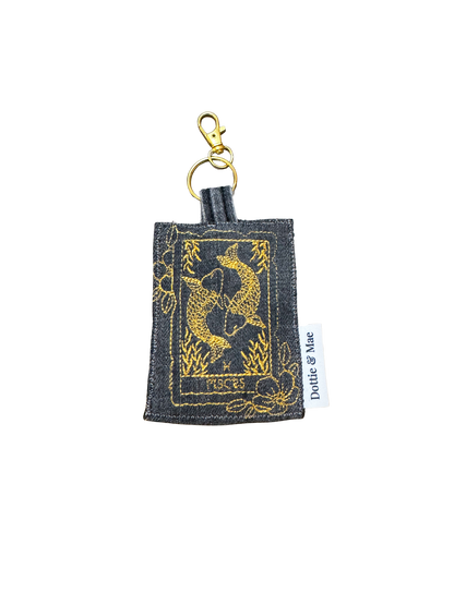 Embroidered Denim Bag Clip / Keychain