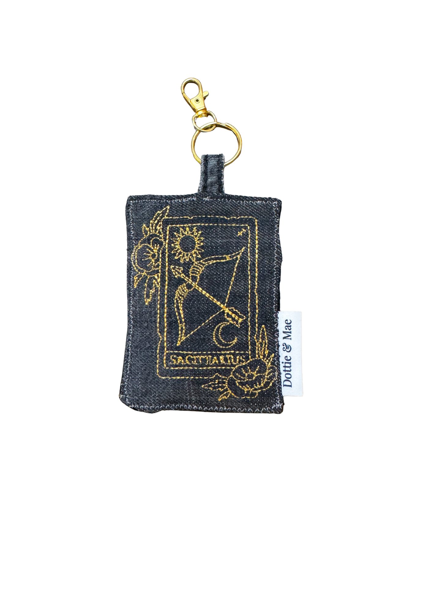 Embroidered Denim Bag Clip / Keychain