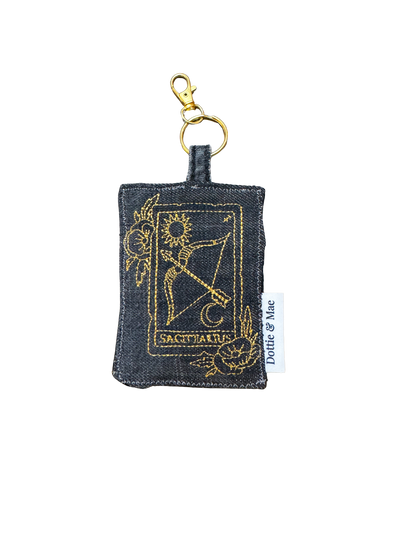 Embroidered Denim Bag Clip / Keychain