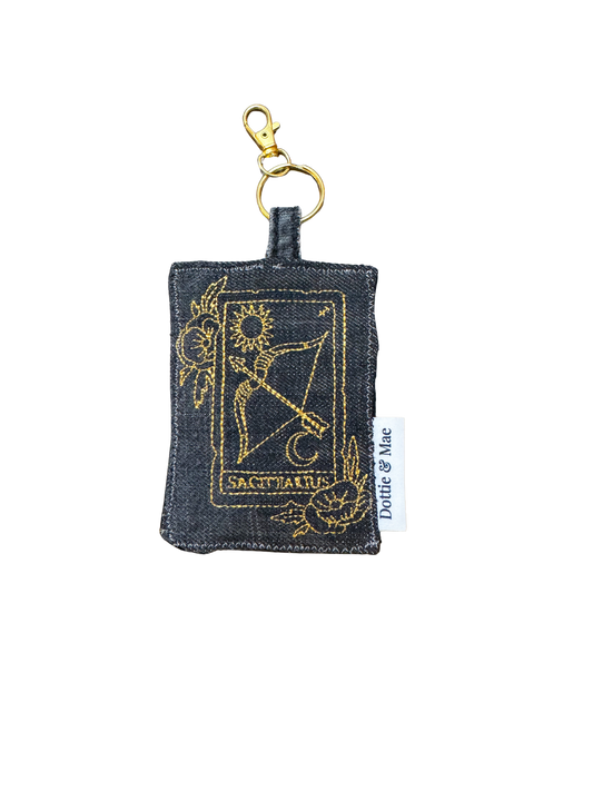 Embroidered Denim Bag Clip / Keychain