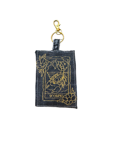 Embroidered Denim Bag Clip / Keychain