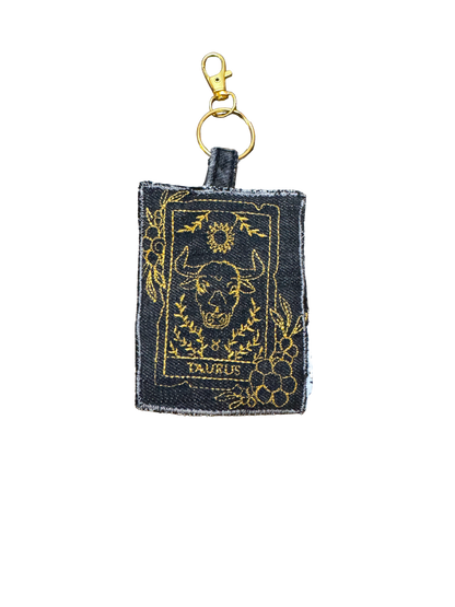 Embroidered Denim Bag Clip / Keychain