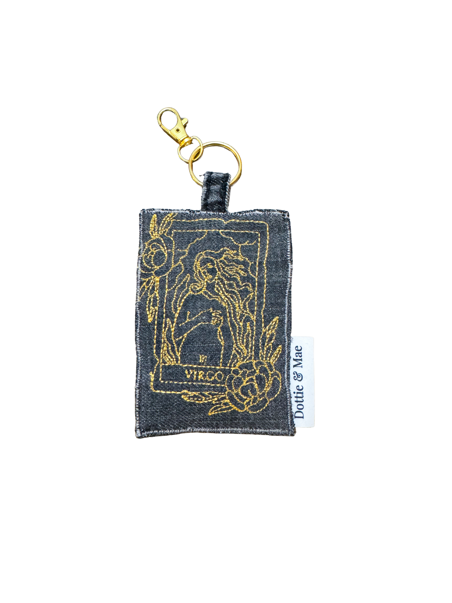 Embroidered Denim Bag Clip / Keychain