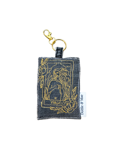 Embroidered Denim Bag Clip / Keychain