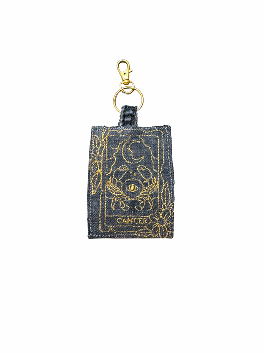 Embroidered Denim Bag Clip / Keychain