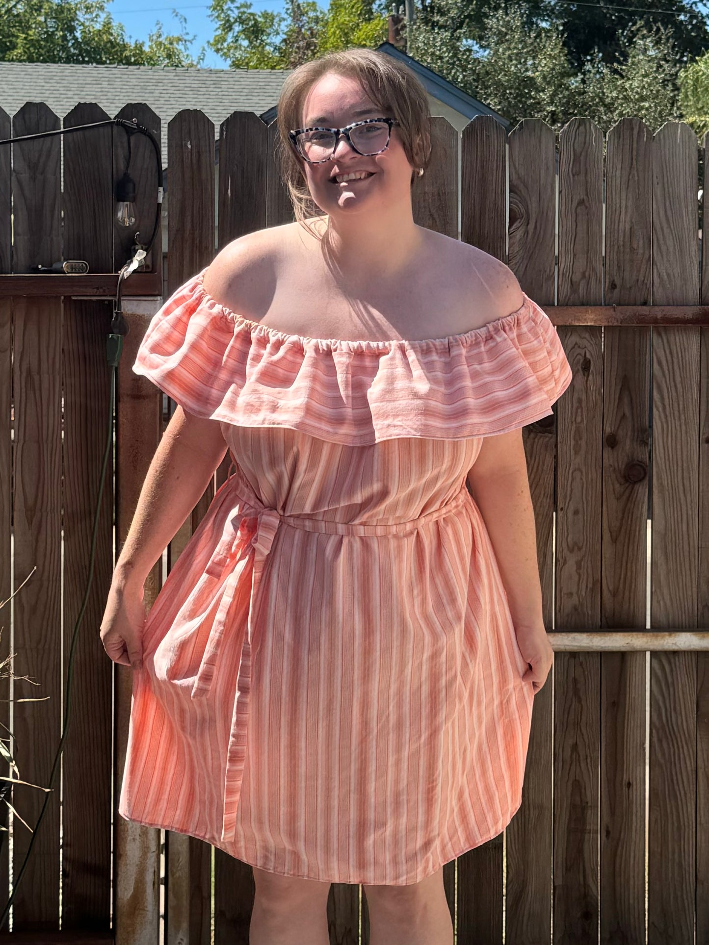 The Meg Off the Shoulder Ruffle Dress: CUSTOM MADE